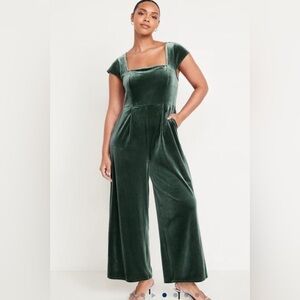 Old Navy Forest Green Velvet Jumpsuit